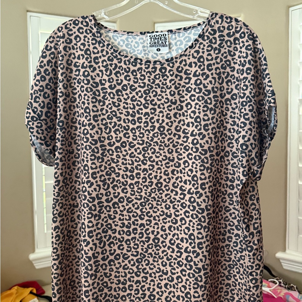 Leopard Print Blouse - Black and Tan